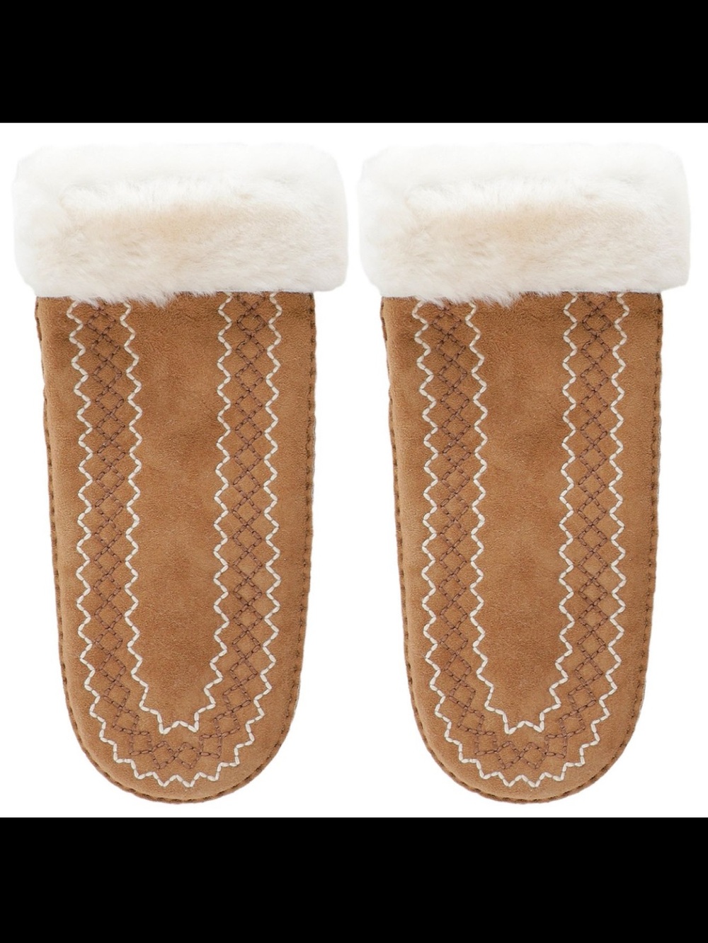 Ugg Atherson embroidered fur mittens NWT